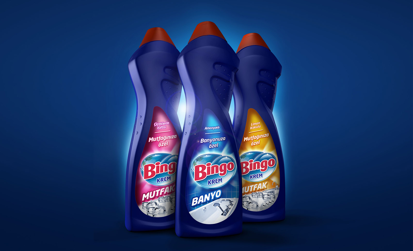 Emballages de la gamme de crèmes nettoyantes Bingo