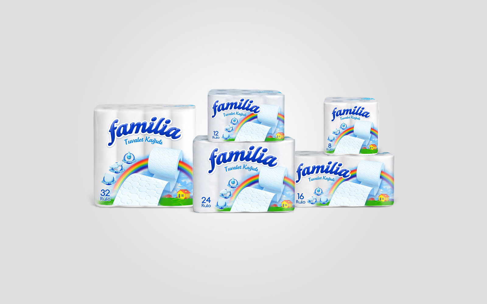 Emballages de la gamme de papier tissu Familia
