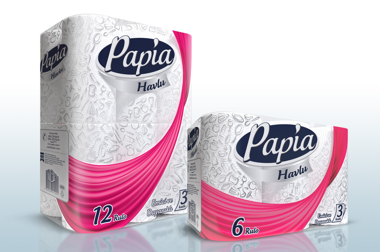Emballages de la gamme d’essuie-tout Papia
