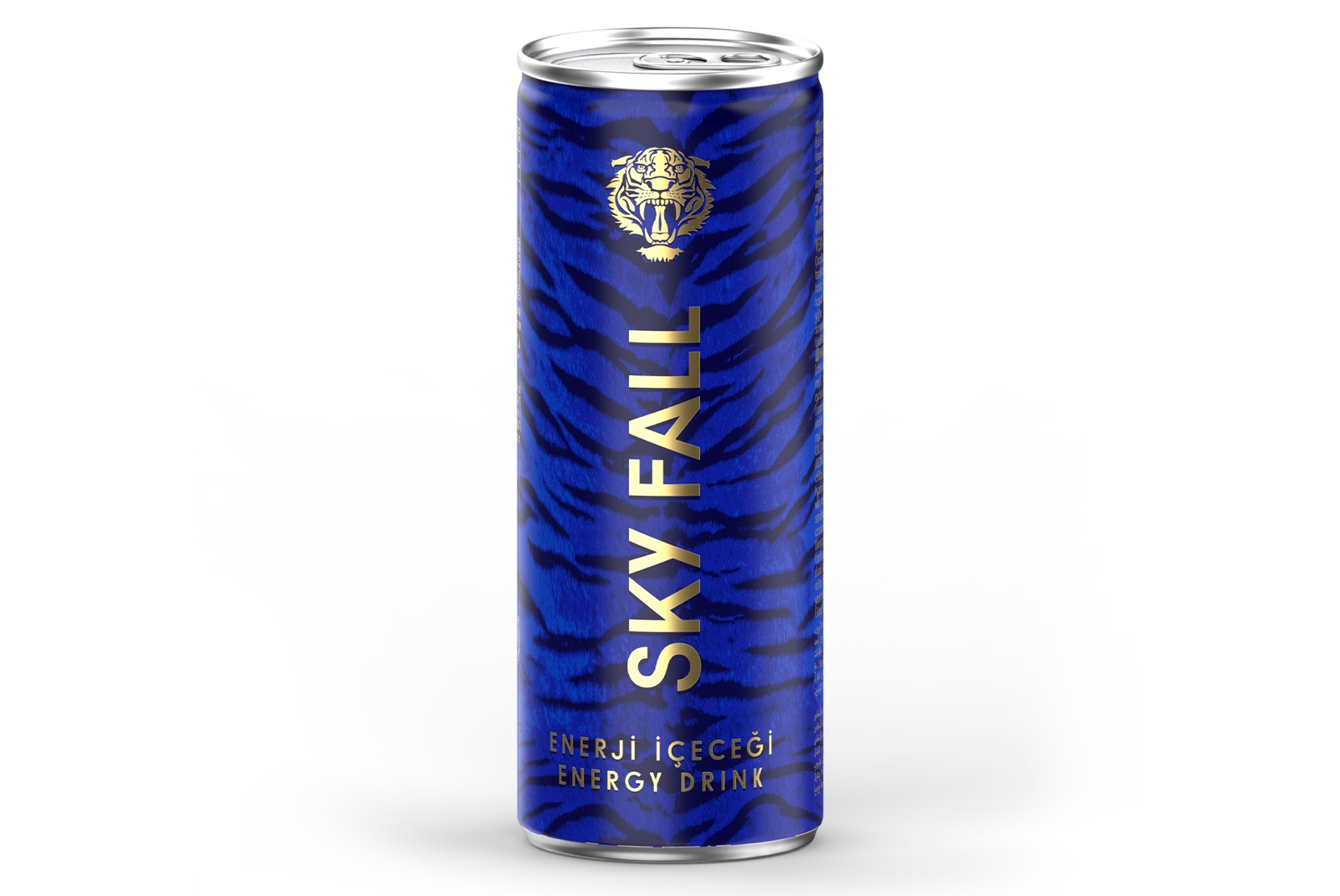 Canettes de boisson énergisante Sky Fall, motif de tigre et détails dorés