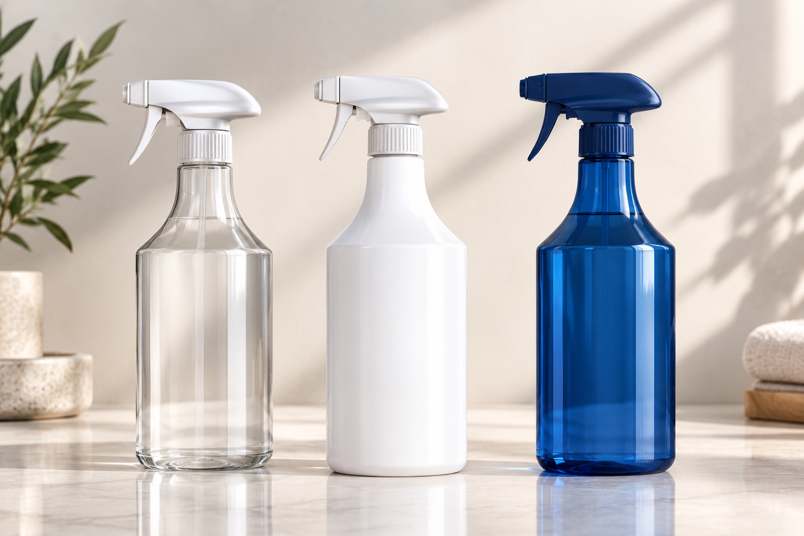 Bouteilles à gâchette conçues pour Bingo, présentées sans marque en rendus de design industriel